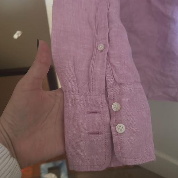 Pink linen button down size 0 - Picture 4 of 5